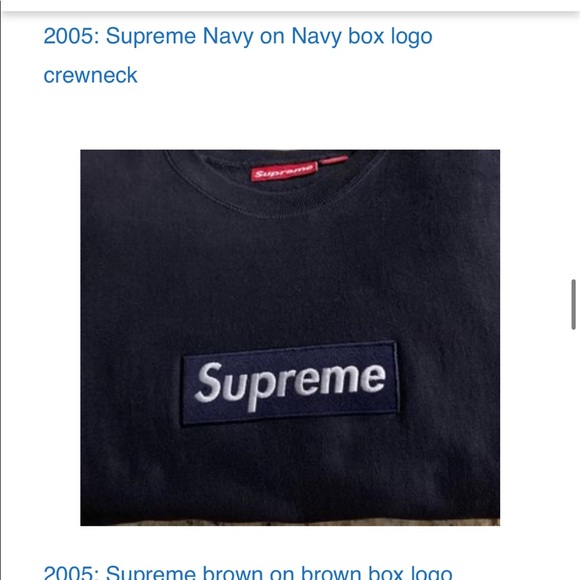 2005 supreme crewneck navy on navy